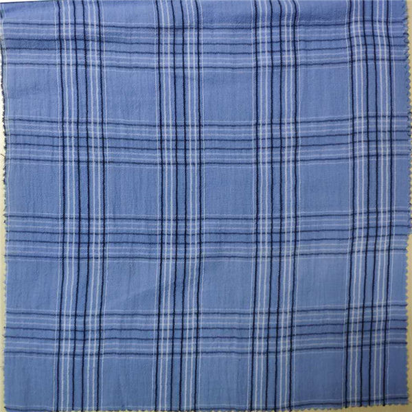 Blue Grid Cotton Check Fabric 54" Width 40X40 Yarn Dyed Plaid Fabric